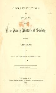 Cover of: Constitution and by-laws of the New Jersey Historical Society by New Jersey Historical Society.