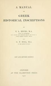 Cover of: A manual of Greek historical inscriptions by Hicks, Edward Lee, Hicks, Edward Lee