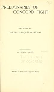 Cover of: Preliminaries of Concord fight: read before the Concord Antiquarian Society
