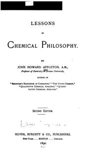 Cover of: Lessons in chemical philosophy.