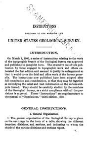 Cover of: Instructions relating to the work of the United States Geological Survey: to take effect May 1, 1903.