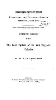 Cover of: The land system of the New England colonies by Melville Egleston, Melville Egleston