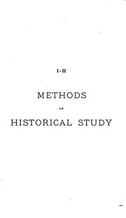 Cover of: Methods of historical study