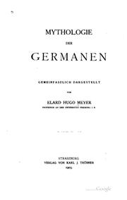Cover of: Mythologie der Germanen by Elard Hugo Meyer