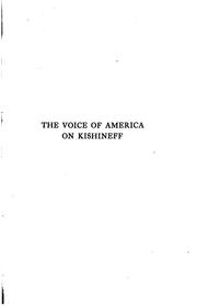 Cover of: The voice of America on Kishineff, ed. by Cyrus Adler.