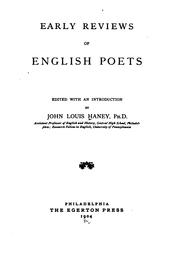 Cover of: Early reviews of english poets, ed. with an introduction by John Louis Haney ...
