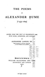 Cover of: The poems of Alexander Hume (?1557-1609)