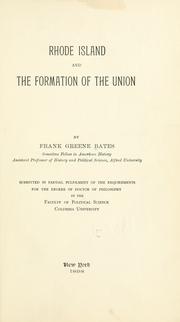 Cover of: Rhode Island and the formation of the Union.