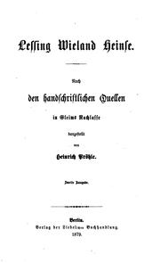 Cover of: Lessing, Wieland, Heinse.: Nach den handschriftlichen quellen in Gleims nachlasse dargestellt