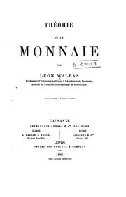 Cover of: Théorie de la monnaie
