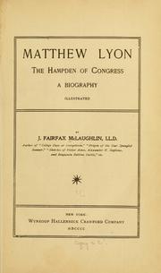 Cover of: Matthew Lyon, the Hampden of Congress: a biography ...