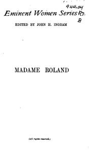 Cover of: Madame Roland. by Mathilde Blind