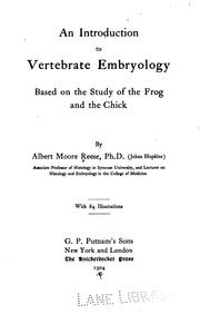 Cover of: An introduction to vertebrate embryology: based on the study of the frog and the chick