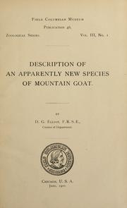 Cover of: Description of an apparently new species of mountain goat