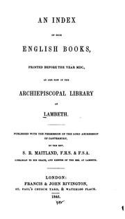 Cover of: An index of such English books, printed before the year MDC., as are now in the archiepiscopal library at Lambeth.