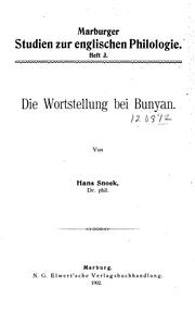 Die Wortstellung bei Bunyan by Hans Snoek