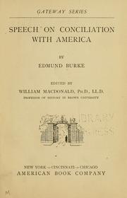 Cover of: Speech on conciliation with America