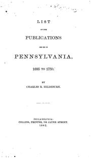 Cover of: List of the publications issued in Pennsylvania, 1685 to 1759.