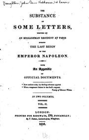 Cover of: The substance of some letters by John Cam Hobhouse Baron Broughton