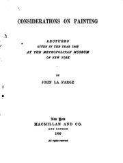 Cover of: Considerations on painting: lectures given in the year 1893 at the Metropolitan Museum of New York