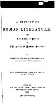 Cover of: A history of Roman lierature: from the earliest period to the death of Marcus Aurelius.