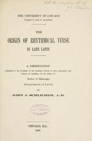 Cover of: The origin of rhythmical verse in late Latin ...