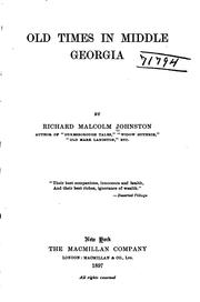 Cover of: Old times in middle Georgia