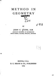 Cover of: Method in geometry