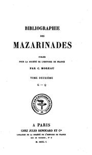 Cover of: Bibliographie des mazarinades. by C. Moreau