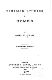 Cover of: Familiar studies in Homer
