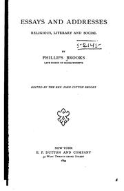 Cover of: Essays and addresses by Phillips Brooks