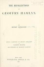 Cover of: The recollections of Geoffry Hamlyn by Henry Kingsley