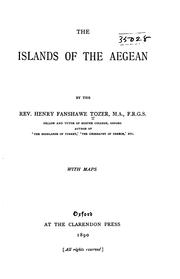 Cover of: The islands of the Aegean