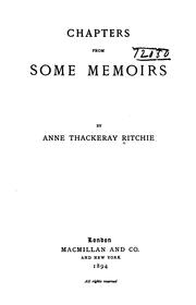 Cover of: Chapters from some memoirs