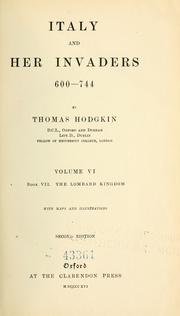 Cover of: Italy and her invaders by Hodgkin, Thomas