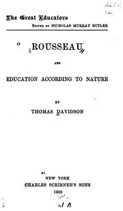 Cover of: Rousseau and education according to nature