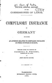 Cover of: Compulsory insurance in Germany including an appendix relating to compulsory insurance in other countries in Europe. by United States. Bureau of Labor.