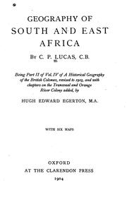 Cover of: Geography of South and East Africa by Sir Charles Prestwood Lucas