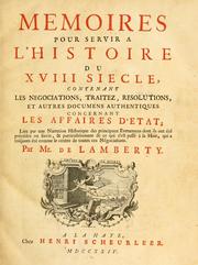 Cover of: Memoires pour servir a l'histoire du XVIII siecle by Lamberty, Guillaume de