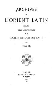 Cover of: Archives de lO̕rient latin