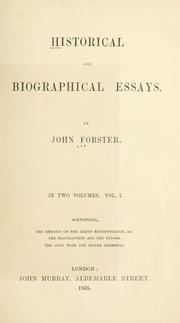 Cover of: Historical and biographical essays.