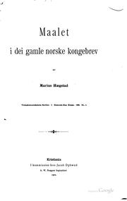 Cover of: Maalet i dei gamle norske kongebrev