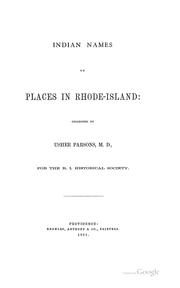 Cover of: Indian names of places in Rhode Island