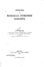 Cover of: Memoirs of Maharaja Nubkissen bahadur