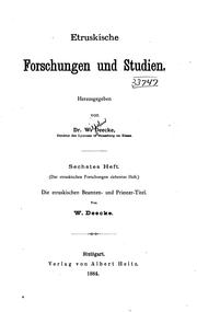 Cover of: Etruskische Forschungen und Studien. by Wilhelm Deecke