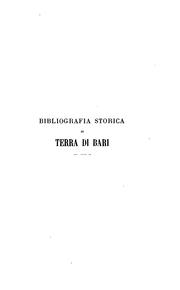 Cover of: Bibliografia storica della provincia di Terra di Bari