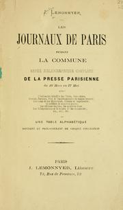 Cover of: Les journaux de Paris pendant la commune by Jules Lemonnyer