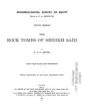 Cover of: The rock tombs of Sheikh Saïd