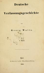 Cover of: Deutsche Verfassungsgeschichte by Georg Waitz