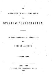 Cover of: Die Geschichte und Literatur der Staatswissenschaften.